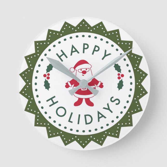 Relógio Redondo Feriados Felizes de Papais noeis de Cartoons Foguo (Frente)