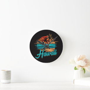 Relógio Redondo Férias Tropicais nas Ilhas Havaianas