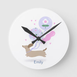 Relógio Redondo Festa de aniversário personalizada do cão-mosca