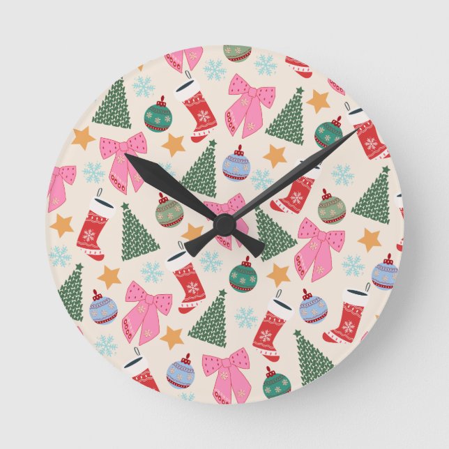 Relógio Redondo Festa de Natal (Frente)