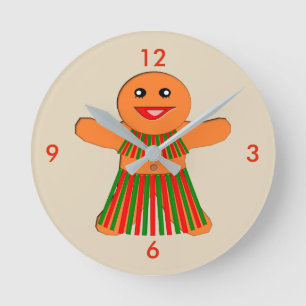 Relógio Redondo Festa de Natal Gingercake Womall Clock