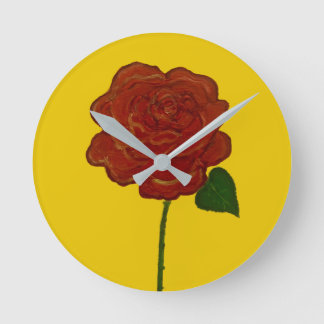 Relógio Redondo Festive Red Rose & Yellow Round Clock
