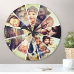 Relógio Redondo Filhos da Família Filtro Brilhante de Fotografias<br><div class="desc">Crie seu próprio relógio personalizado de 12 fotos com suas imagens personalizadas aprimoradas com um filtro brilhante divertido.</div>