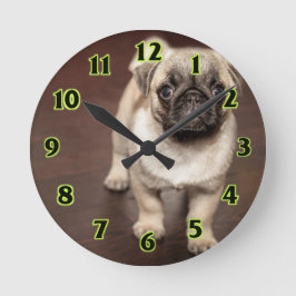 Relógio Redondo Filhote de cachorro do Pug