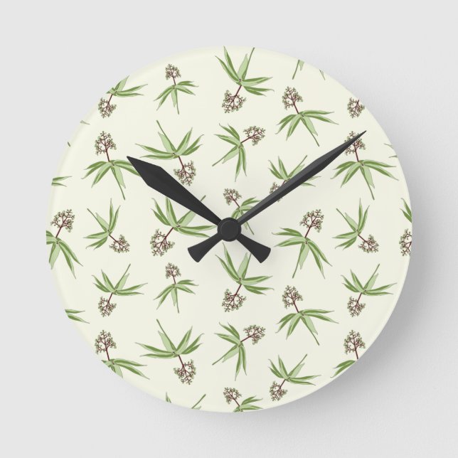 Relógio Redondo Filiais Vermelhos Amigados no creme - padrão perfe (Frente)