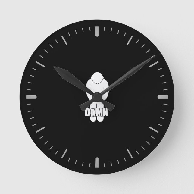 Relógio redondo fino brilhante com linha azul (Frente)