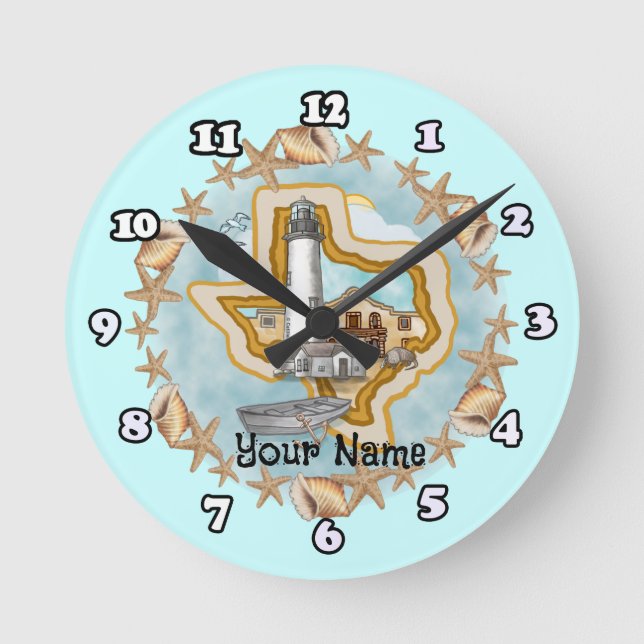 Relógio Redondo Fio do Texas Shells (Frente)