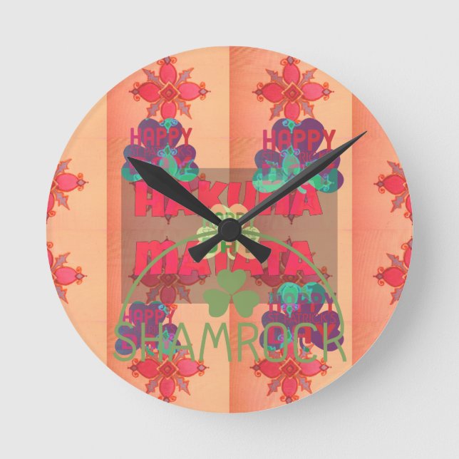 Relógio Redondo Fique abençoado e feliz Dia de São Patrício Hakuna (Frente)