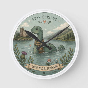 Relógio Redondo Fique Curioso Aconchegante Críptido Nessie Monstro