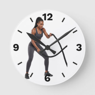Relógio Redondo Fitness Woman Battle Ropes Workout Gym Exercise