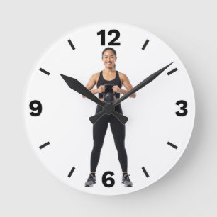 Relógio Redondo Fitness Woman Kettlebell Workout Strength Training