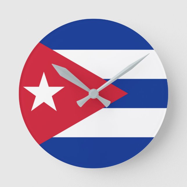 Relógio Redondo Flag of Cuba (Frente)