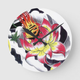 Relógio Redondo Flaming Lotus Lotus Style Japonês