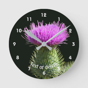Relógio Redondo Flor de Cardo Personalizada