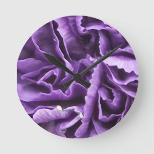 Relógio Redondo Flor de Cravos Roxo