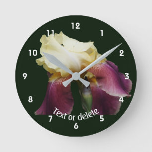 Relógio Redondo Flor de Íris Barbada Dobrada Personalizada  
