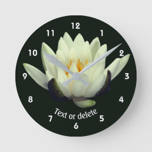 Relógio Redondo Flor de Lírio White Lotus Personalizada