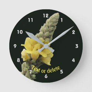 Relógio Redondo Flor de Mullein Personalizada