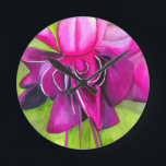 Relógio Redondo Flor de pop de cor da água rosa Fuchsia<br><div class="desc">A partir de uma pintura de aquarela original de uma flor tropical rosa brilhante e roxa da Fúchsia, em estilo macro próximo. Este trabalho de arte floral é colorido e brilhante e inspirado pela arte de pop e arte botânica. Claro que adiciona um pop de cor à sua decoração ou...</div>