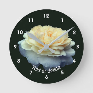 Relógio Redondo Flor de Rosa Amarela em Flor Personalizada