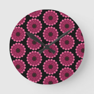 Relógio Redondo Flor Fantasia Rosa Glowing Floral Neon Abstrato