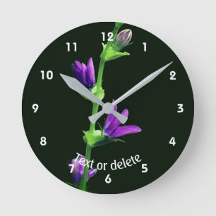 Relógio Redondo Flor Personalizada de Flor Silvestre Roxa