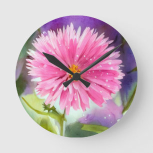 Relógio Redondo Flor Roxo