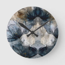 Florais Azuis Elegantes em Aquarela Abstrata