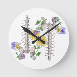 Relógio Redondo Floral Anatomy - Vertebrae, Hip Bone