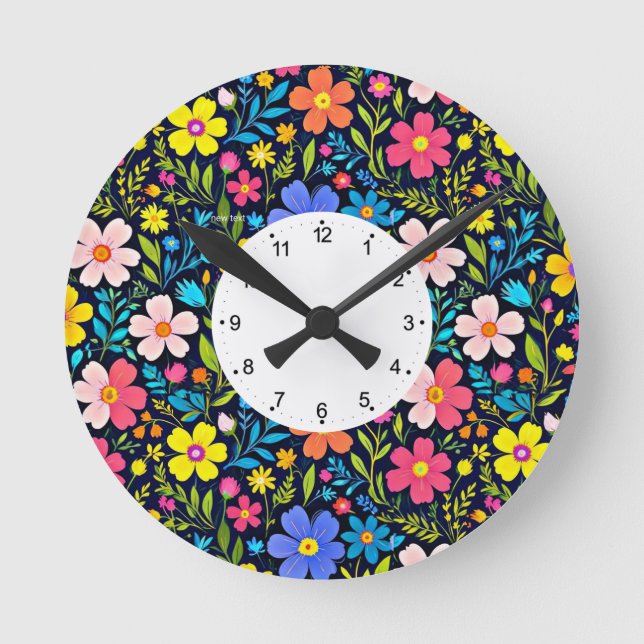 Relógio Redondo Floral Digital Painting Flowers Pattern-38875 (Frente)