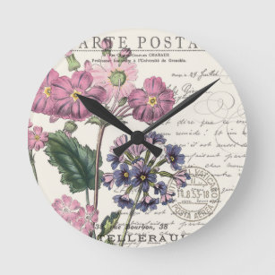 Relógio Redondo floral francês da vintage moderna