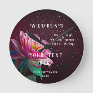 Relógio Redondo Floral Lotus Wedding Suite | Starry Night Romance