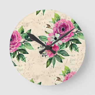 Relógio Redondo Floral Vintage Shabby Chic