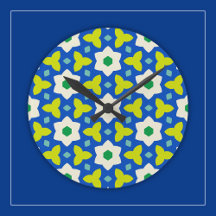 Flores Fofas em Floral Geométrico Azul e Verde