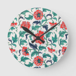 Relógio Redondo Flores vermelhas