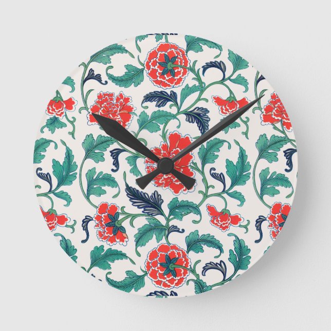 Relógio Redondo Flores vermelhas (Frente)