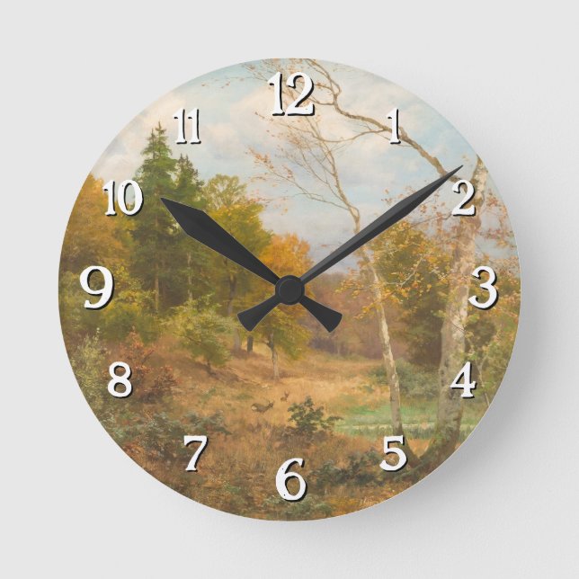 Relógio Redondo Floresta do outono - Heinrich Böhmer (Frente)