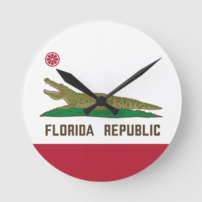 Relógio Redondo Flórida Alligator Flag Crocodile (Frente)