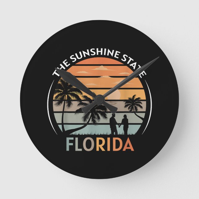Relógio Redondo Florida Summer Beach Vintage Sunset (Frente)