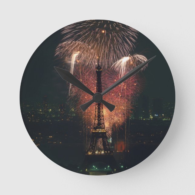 Relógio Redondo Fogos de artifício, Torre Eiffel, Paris, França (Frente)