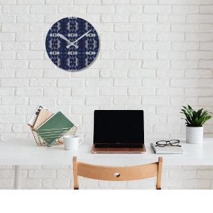 Relógio Redondo Folha de Palma em Azul Delft