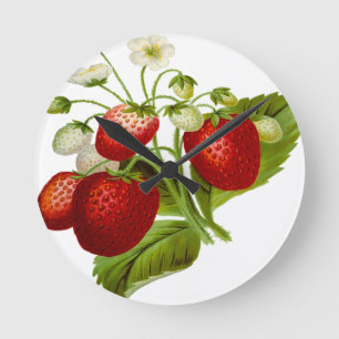 Relógio Redondo Folhas de folhas de fruta de Comida