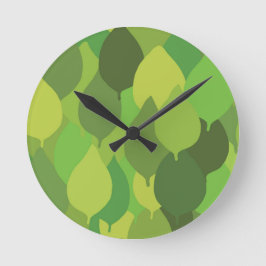 Relógio Redondo Folhas de Lush alegres - padrão de superfície unif