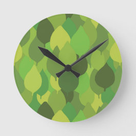 Relógio Redondo Folhas de Lush alegres - padrão de superfície unif