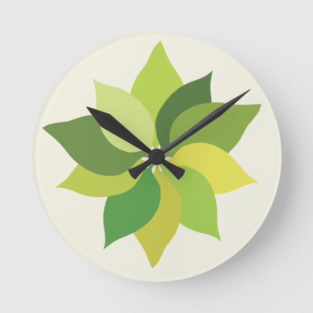 Relógio Redondo Folhas de Lush alegres - padrão de superfície unif (Frente)