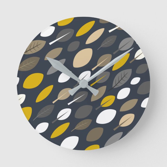 Relógio Redondo Folhas de meia-noite (Frente)