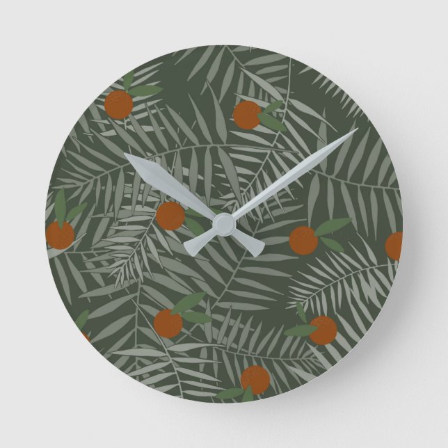 Relógio Redondo Folhas de Palma e Laranjas (Frente)