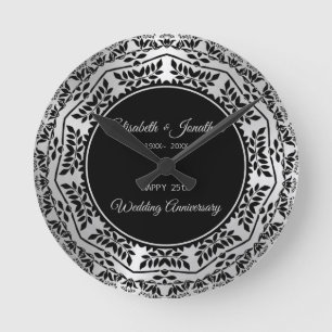 Relógio Redondo Folhas Mandala 25º Aniversário