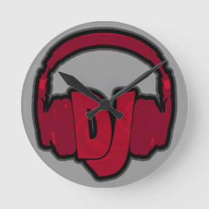 Relógio Redondo fone de ouvido DJ de música