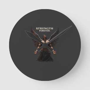 Relógio Redondo Força Para Sempre Desenho Anjo Negro – Motivaciona